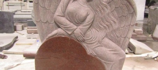 Weeping Angel Granite Headstone Carving