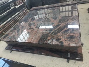 India Aurora Granite Tombstone Monument Romanian Style Double for Cemetery