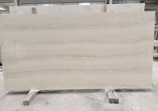 Beige Travertine Look Quartz Stone Artificial Stone Slabs