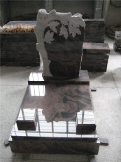 Granite Indian Aurora Brown Flame and Tree Carved Monument