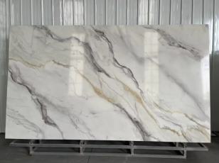 Large Size Printing Quartz Artificial Stones White Calacatta Kitchen Quartz Stone Price