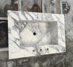 Custom Italian Arabescato White Marble Bathroom Vanity Tops